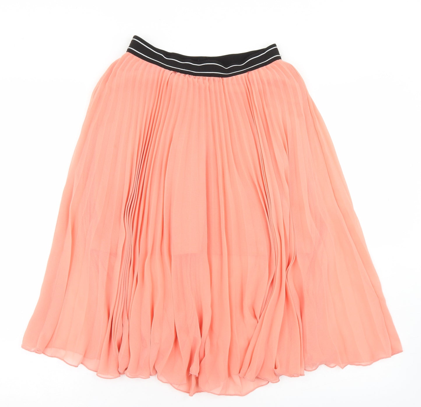 Topshop Womens Orange  Polyester Pleated Skirt Size 8