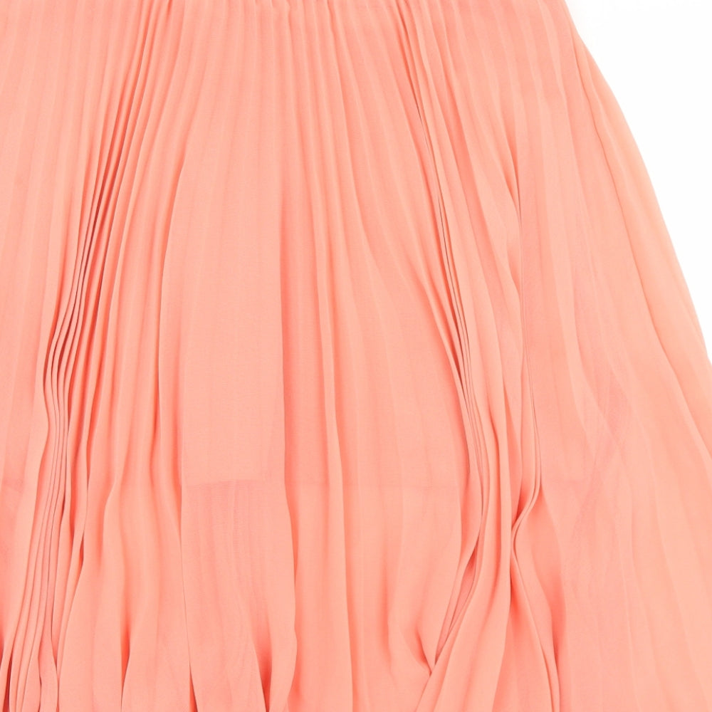 Topshop Womens Orange  Polyester Pleated Skirt Size 8