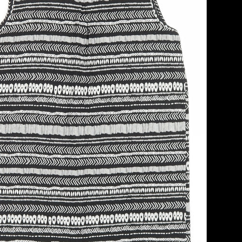 TU Womens Black Fair Isle Viscose Basic Button-Up Size 12 Collared