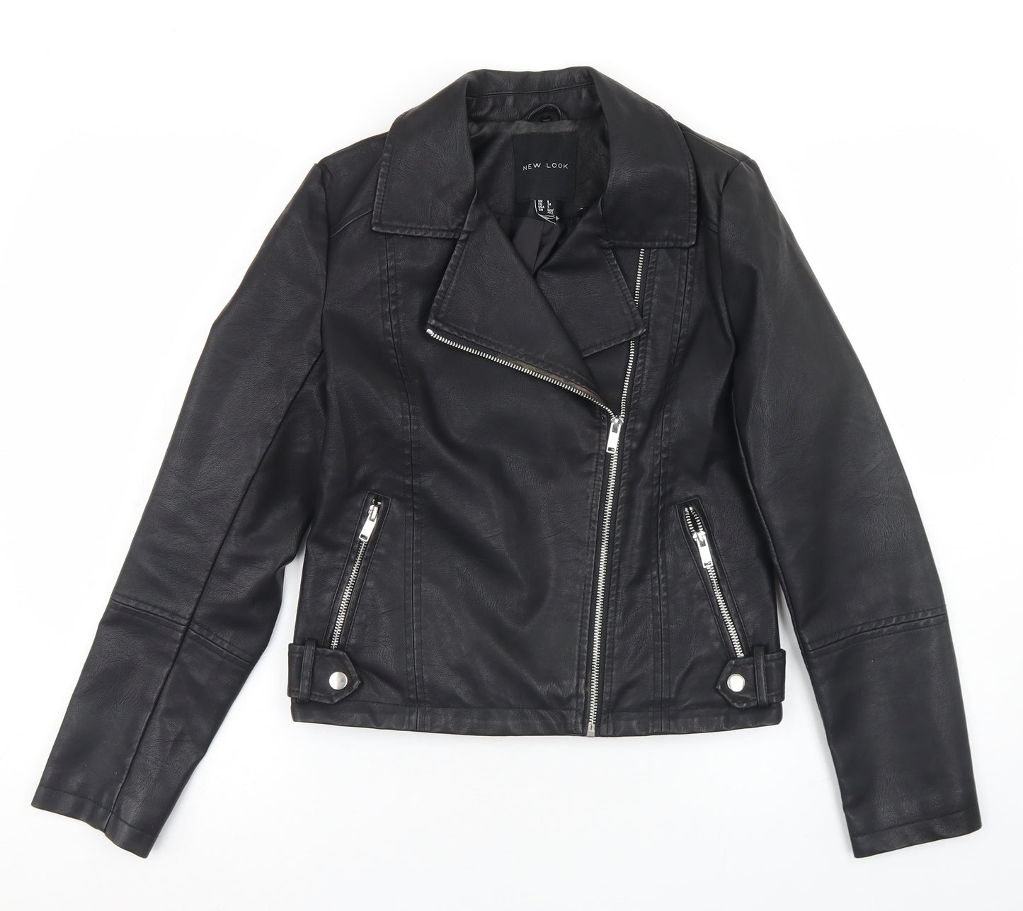 New Look Womens Black   Biker Jacket Size 6  Zip