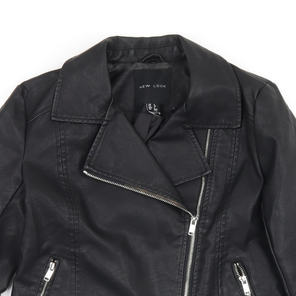 New Look Womens Black   Biker Jacket Size 6  Zip