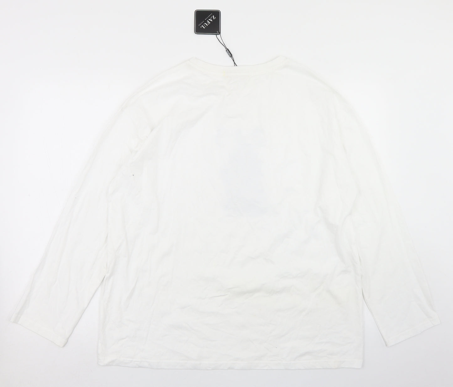 Zaful Mens White  Polyester  T-Shirt Size 2XL Crew Neck  - Dinosaur