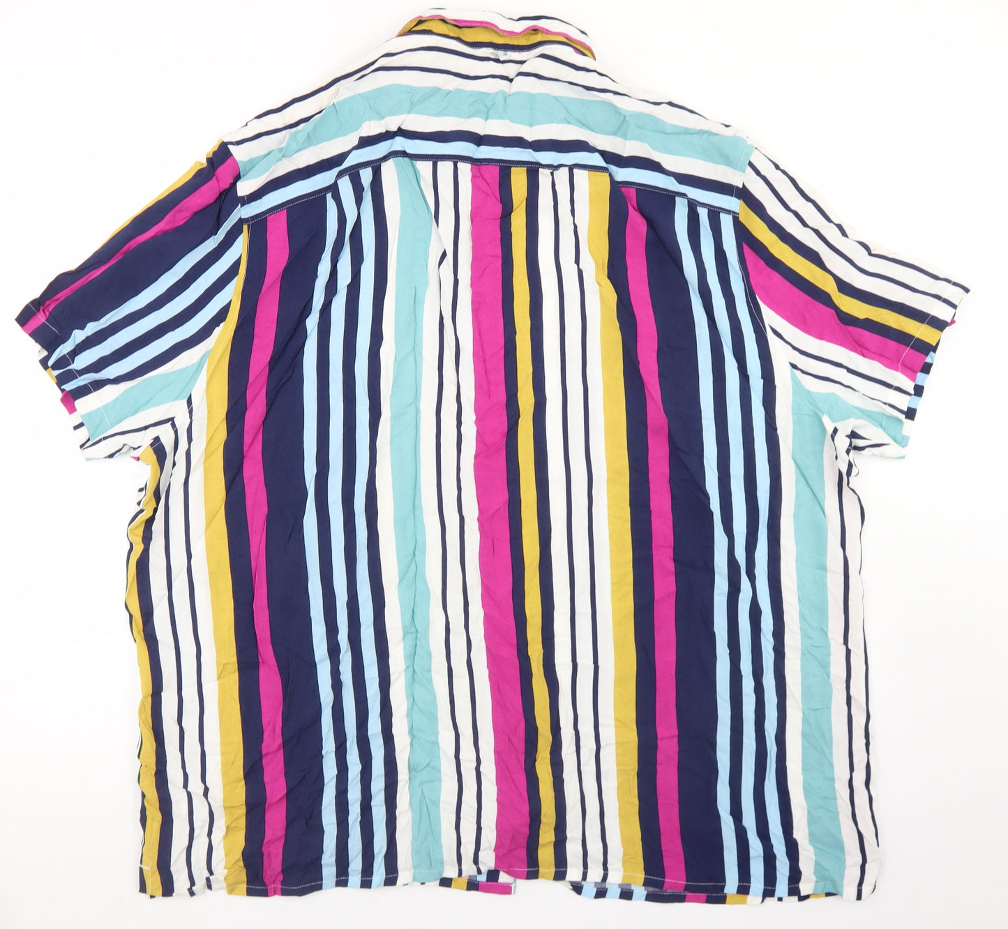 TU Mens Multicoloured Striped Viscose  Button-Up Size 3XL Collared Button