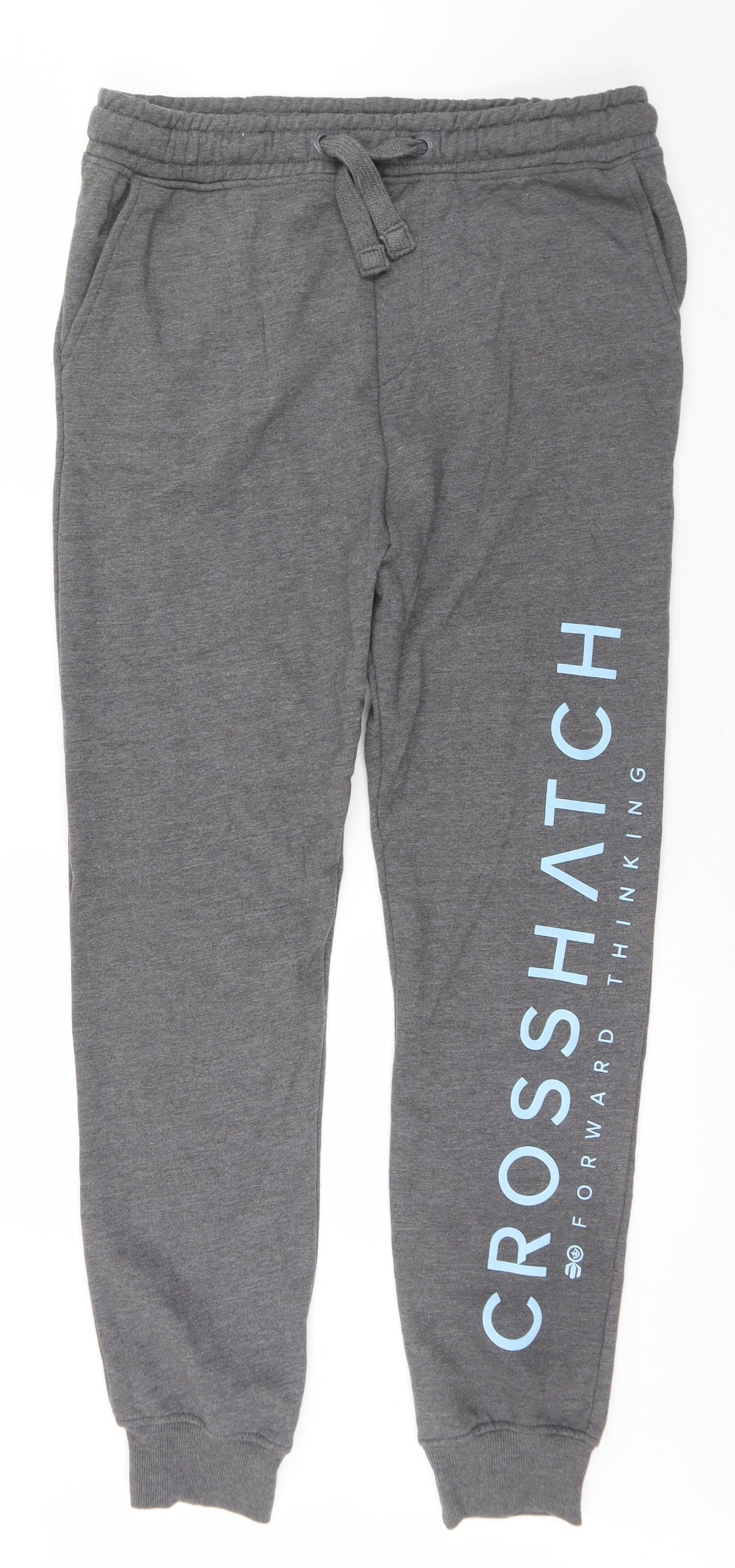 Crosshatch Mens Grey  Cotton Jogger Trousers Size XL L31 in Regular Drawstring