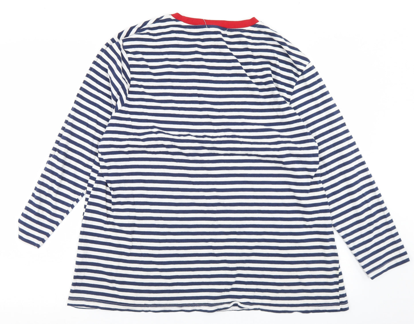 Primark Womens Blue Striped Cotton Basic T-Shirt Size 14 Crew Neck