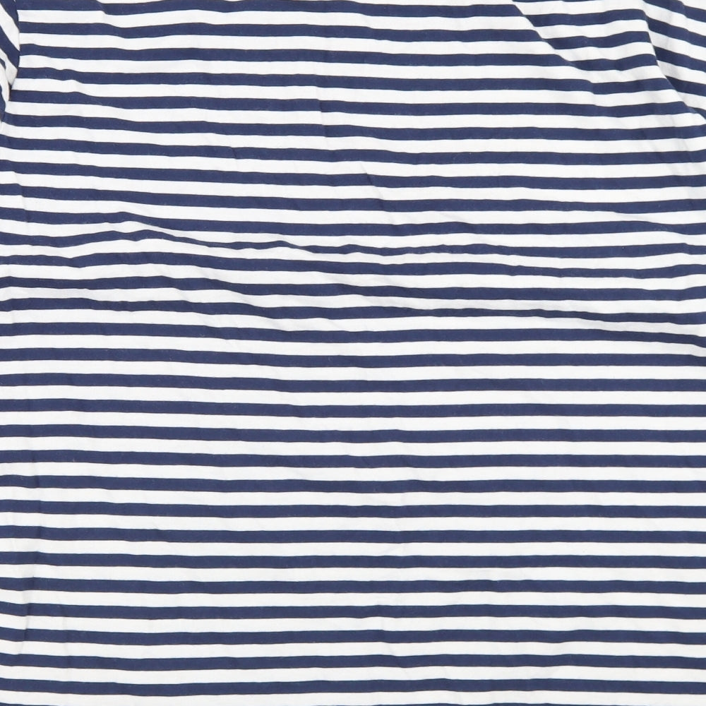 Primark Womens Blue Striped Cotton Basic T-Shirt Size 14 Crew Neck