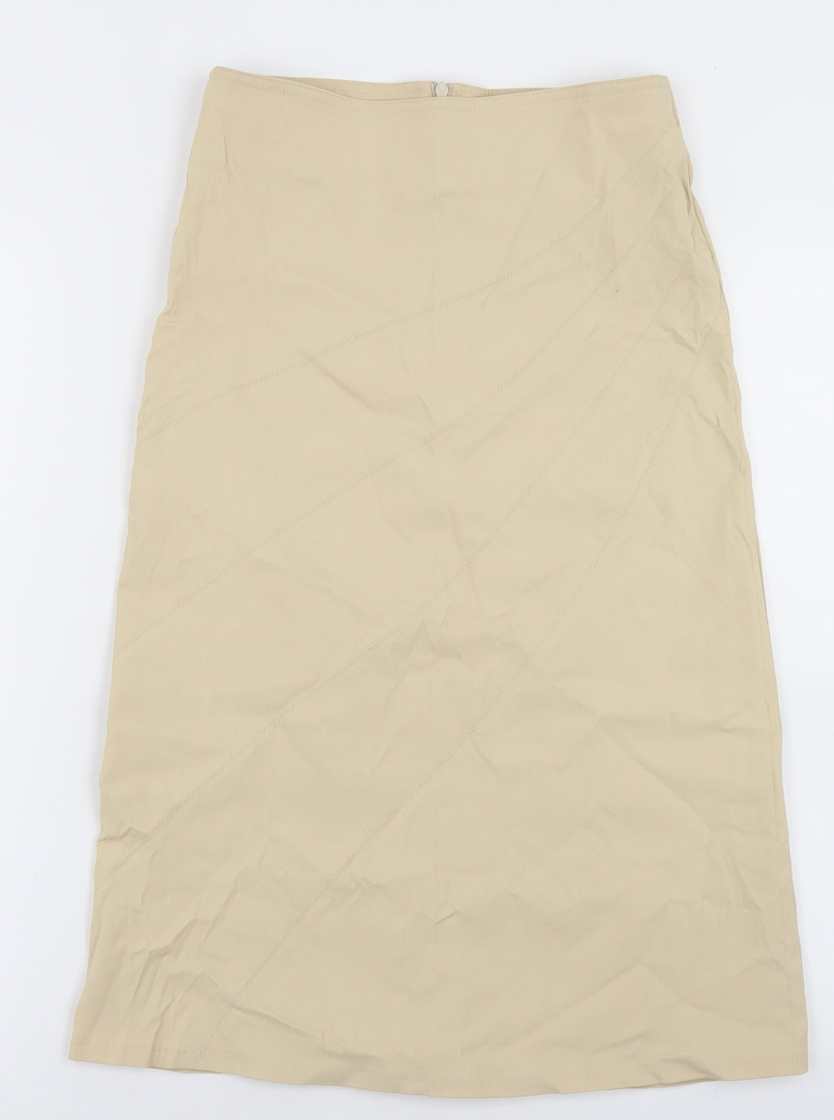 Morgan Womens Beige  Viscose A-Line Skirt Size 10   Zip