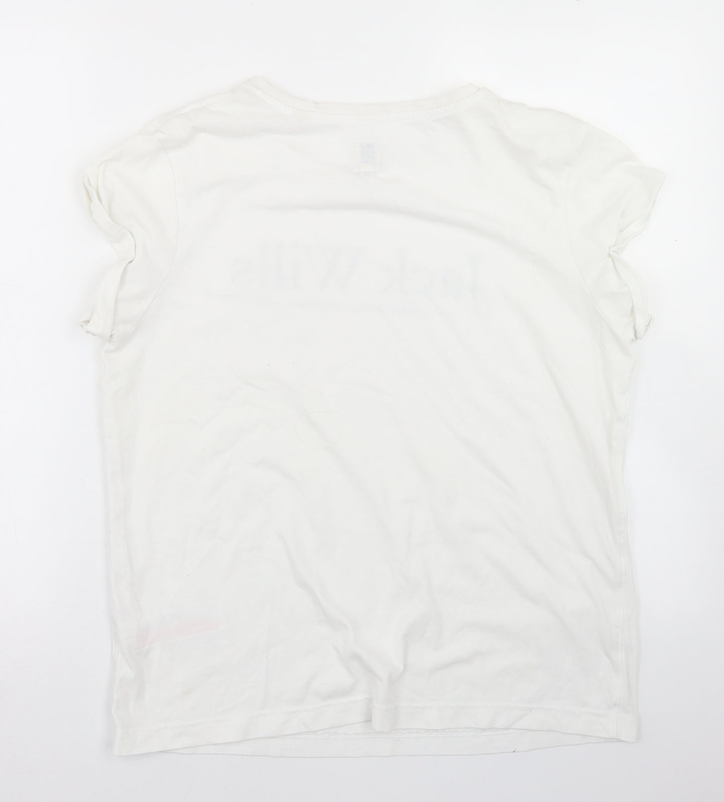 Jack Wills Womens White  Cotton Basic T-Shirt Size 12 Crew Neck
