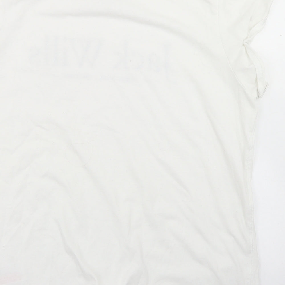 Jack Wills Womens White  Cotton Basic T-Shirt Size 12 Crew Neck