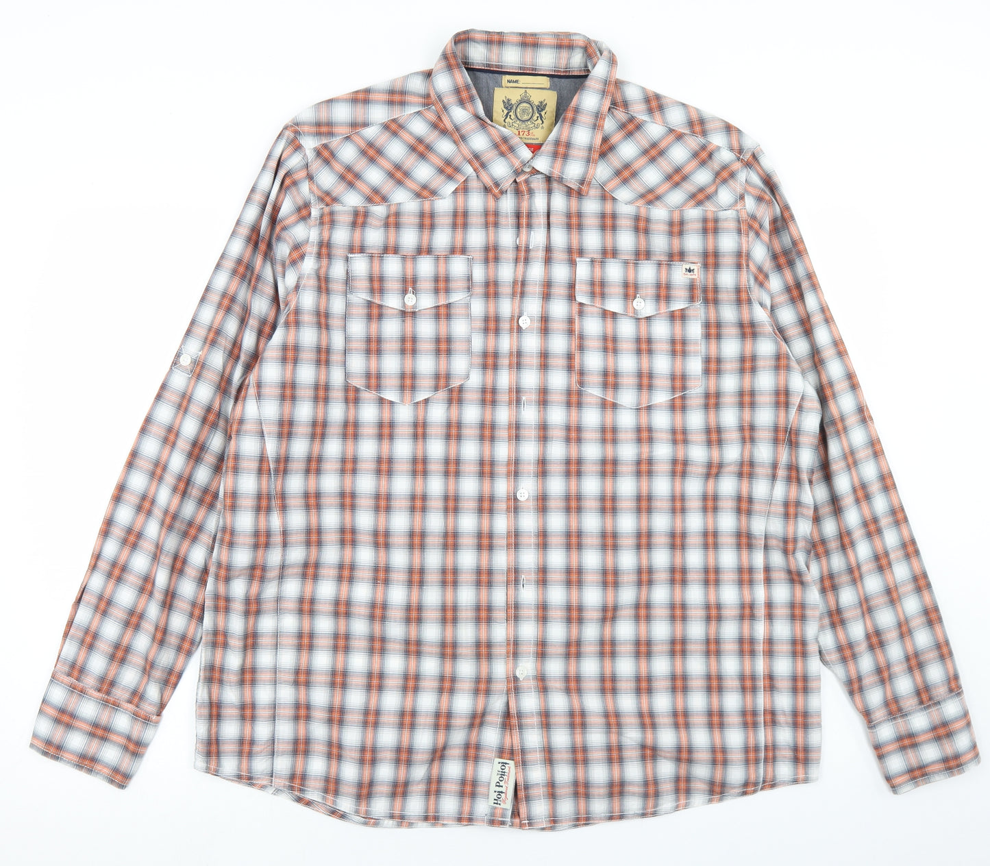 Hoi Polloi Mens Multicoloured Plaid Cotton  Button-Up Size XL Collared Button