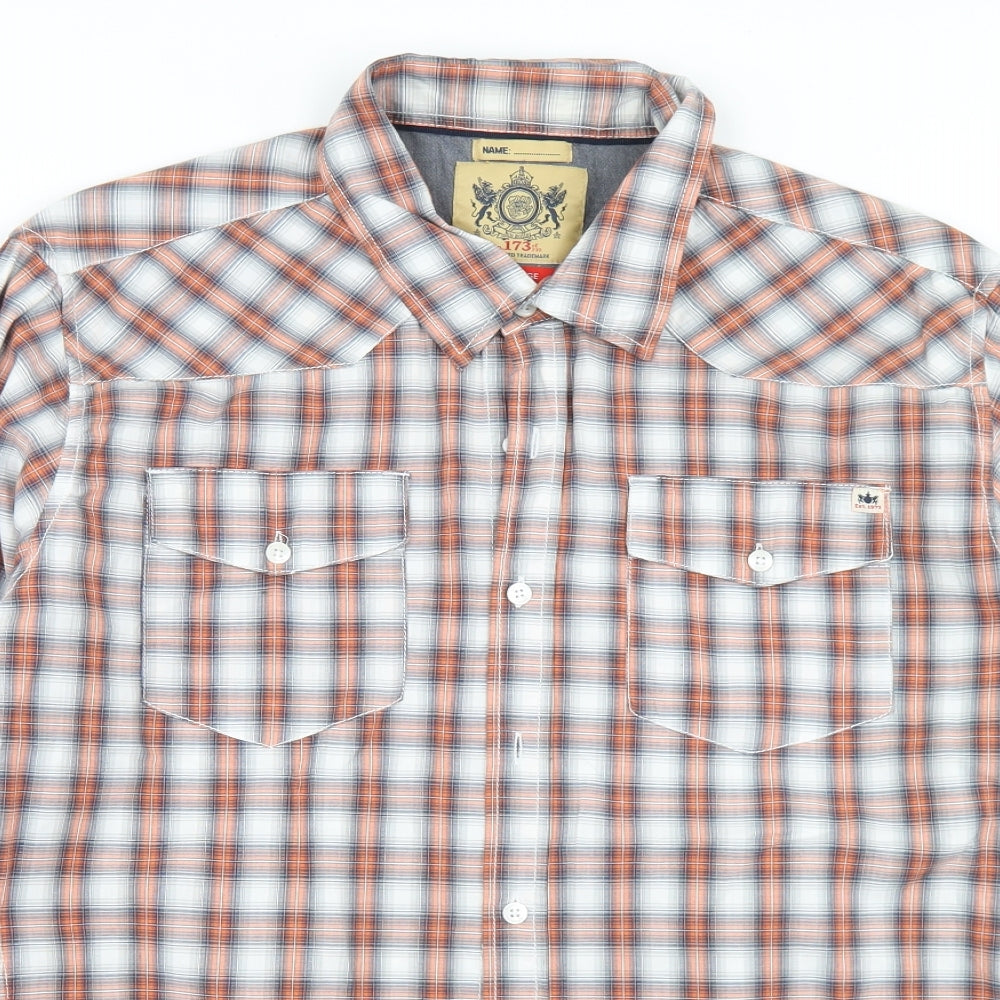 Hoi Polloi Mens Multicoloured Plaid Cotton  Button-Up Size XL Collared Button