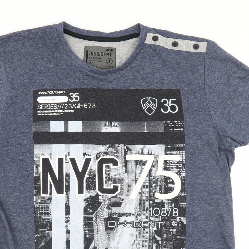 Dissident Mens Blue  Polyester  T-Shirt Size L Crew Neck