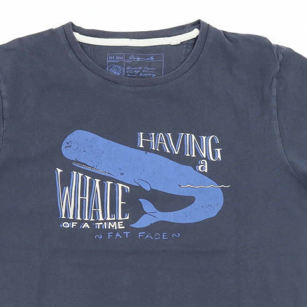 Fat Face Mens Blue  Cotton  T-Shirt Size M Crew Neck  - Whale