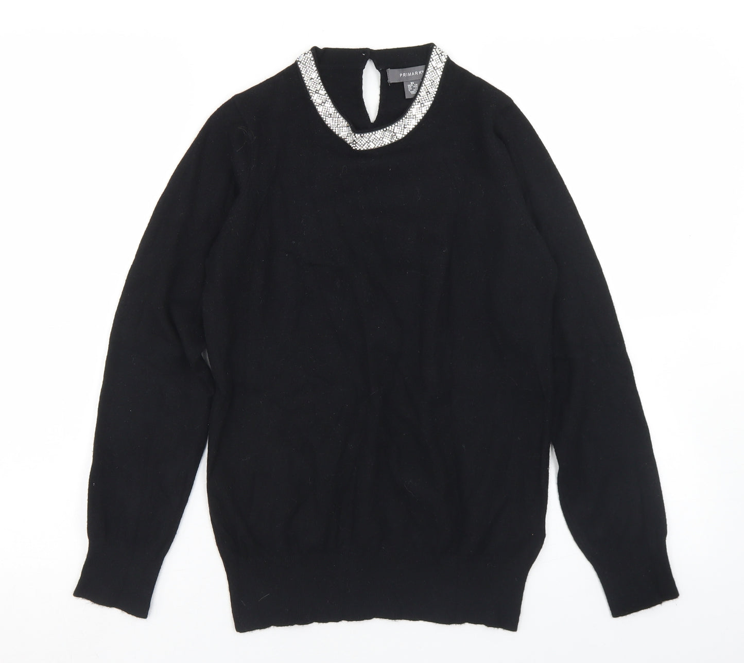 Primark Womens Black Round Neck  Viscose Pullover Jumper Size 6