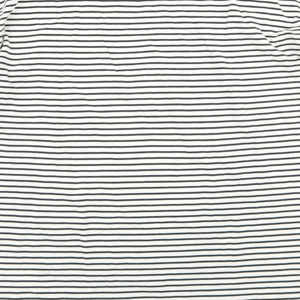 Joules Womens White Striped Cotton Basic T-Shirt Size 10 Round Neck