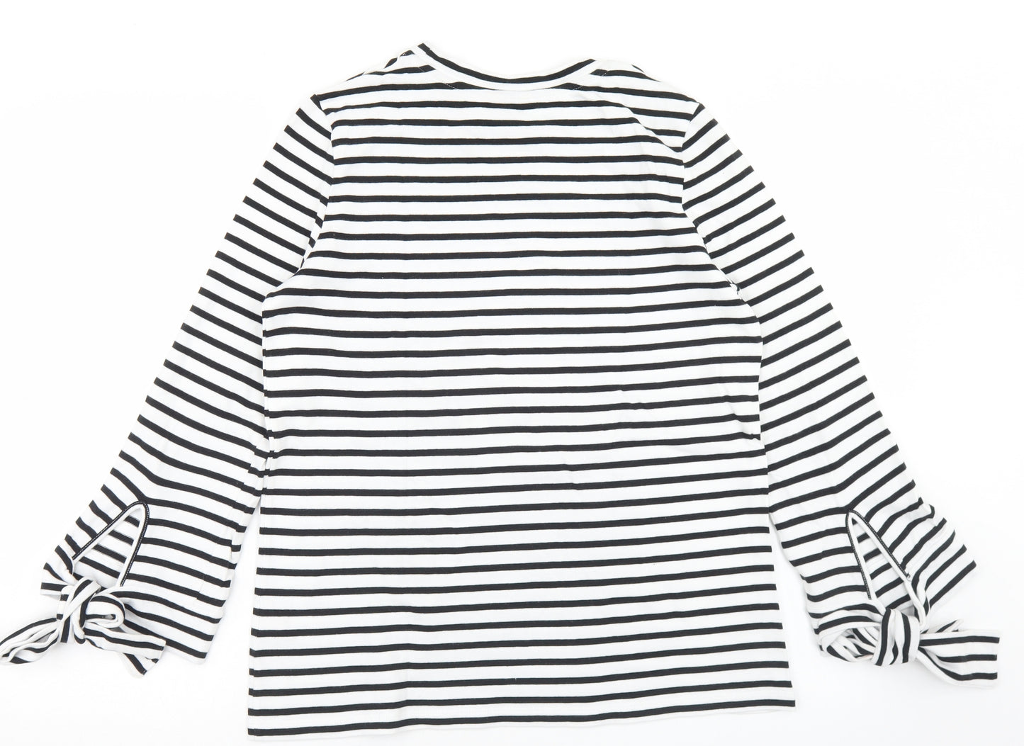 Jack Wills Womens White Striped Cotton Basic T-Shirt Size 8 Crew Neck