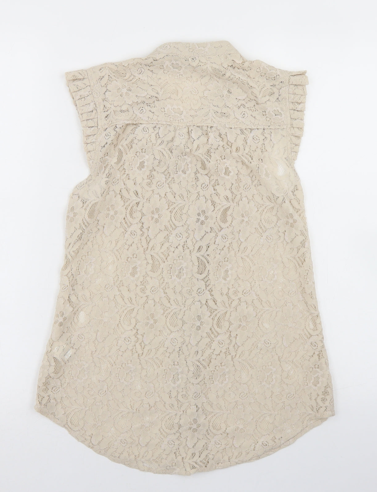 Oasis Womens Beige  Polyamide Basic Blouse Size 8 Round Neck