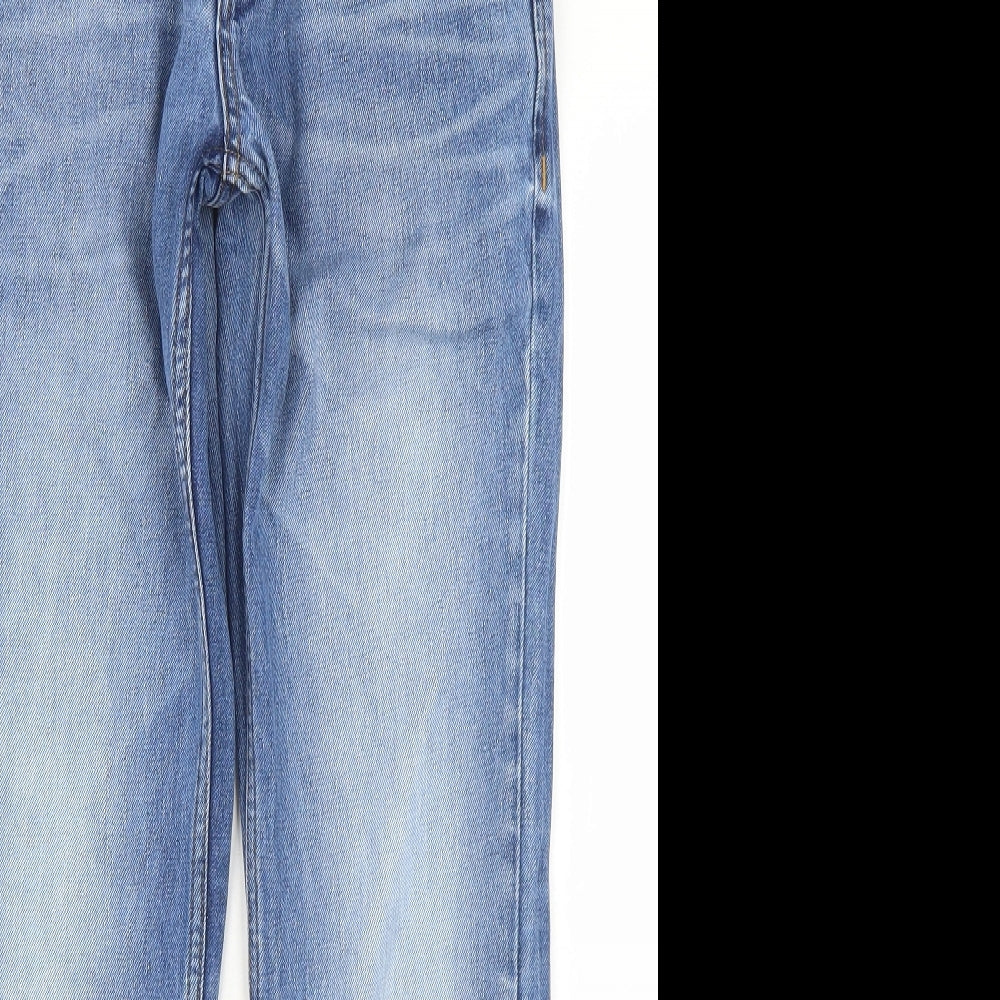 JACK & JONES Mens Blue  Cotton Bootcut Jeans Size 30 in L28 in Regular Button