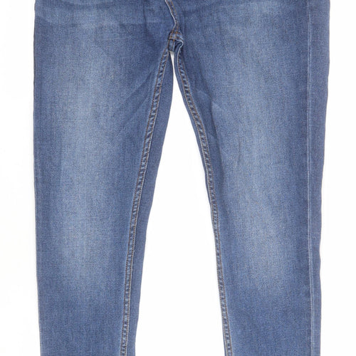 Topman Mens Blue  Cotton Skinny Jeans Size 36 L29 in Regular Button - 'Spray on'