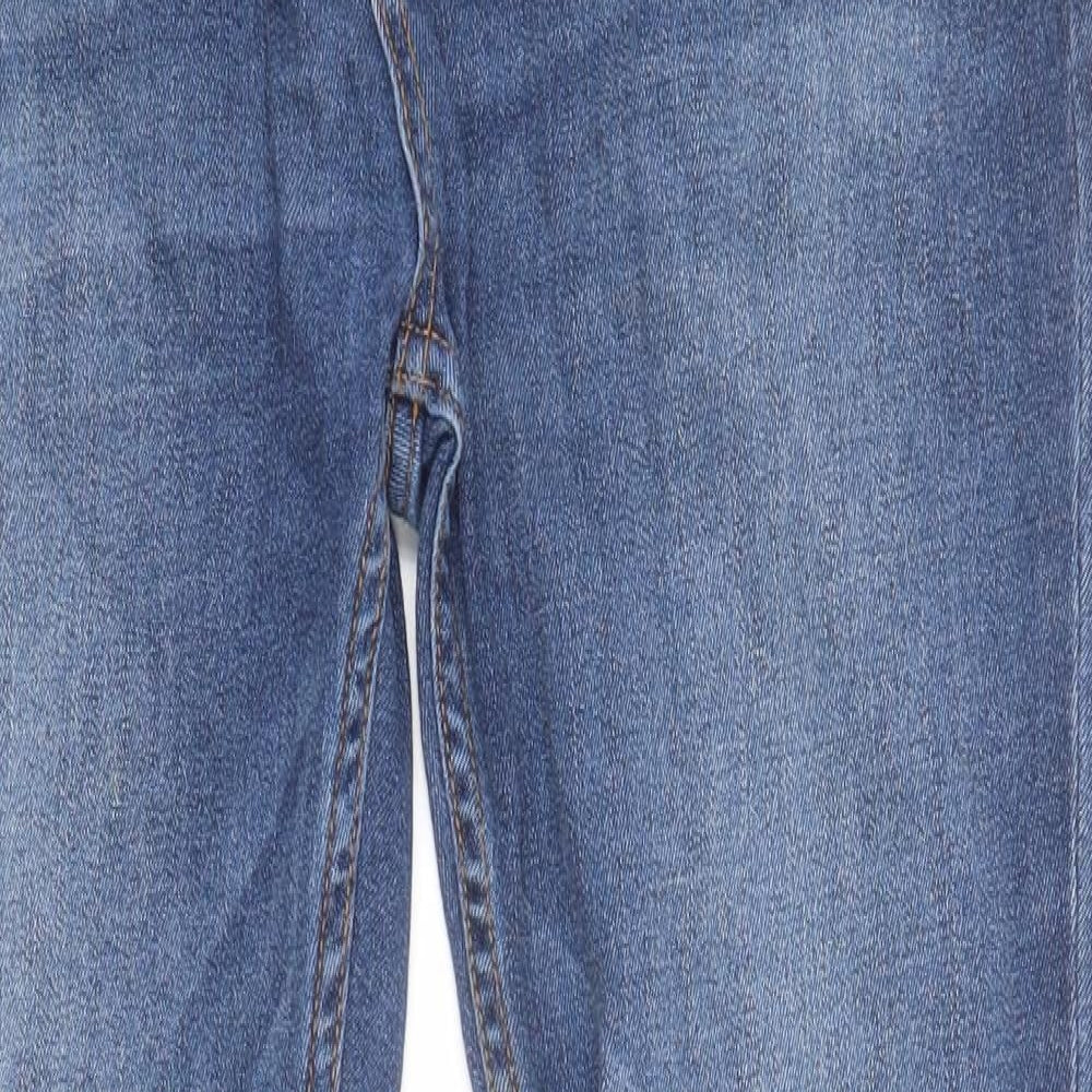 Topman Mens Blue  Cotton Skinny Jeans Size 36 L29 in Regular Button - 'Spray on'