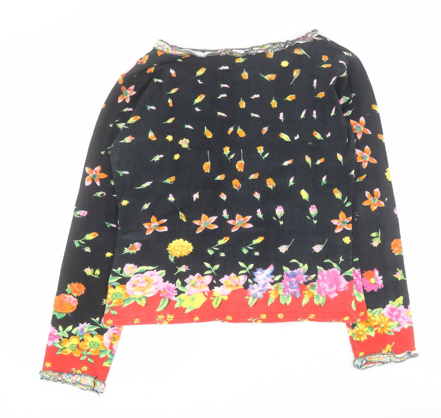 Uttam London Womens Multicoloured Floral Cotton Basic T-Shirt Size S V-Neck - S / M