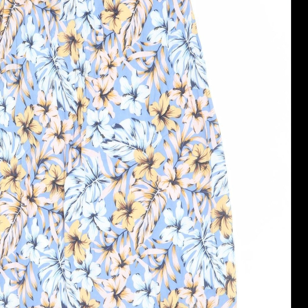 New Look Womens Blue Floral Viscose Wrap Skirt Size 6   Tie