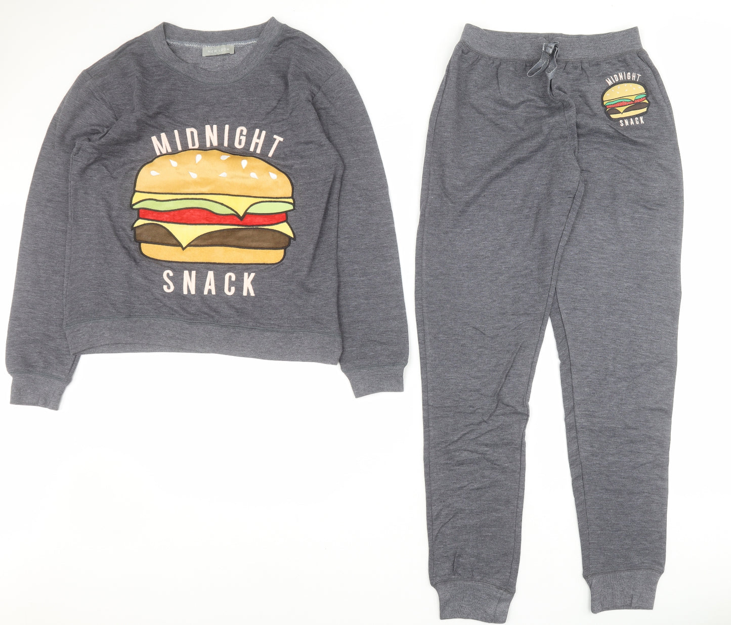 New Look Womens Grey  Polyester Top Pyjama Set Size 8