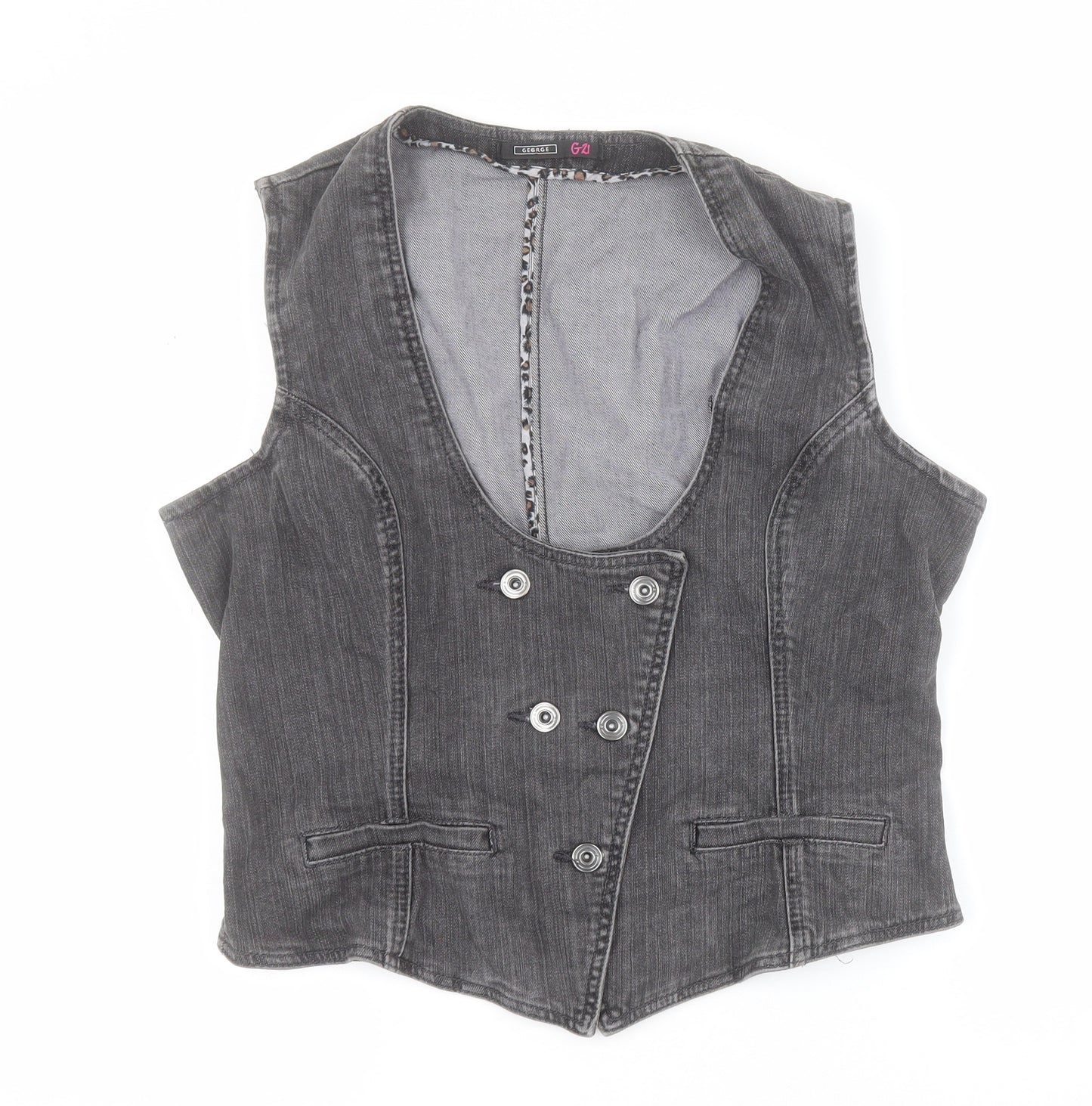 George Womens Black   Gilet Jacket Size 14  Button
