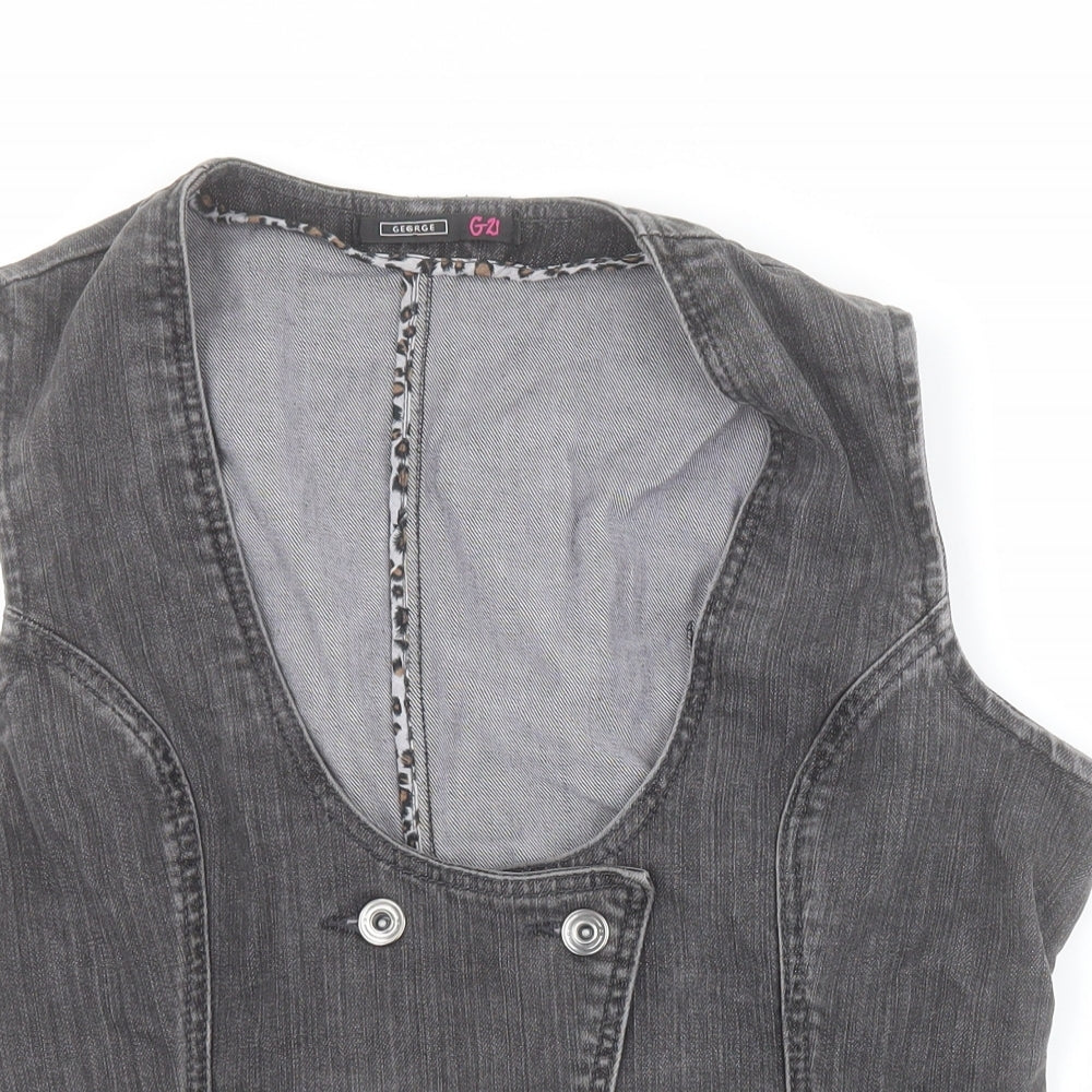 George Womens Black   Gilet Jacket Size 14  Button