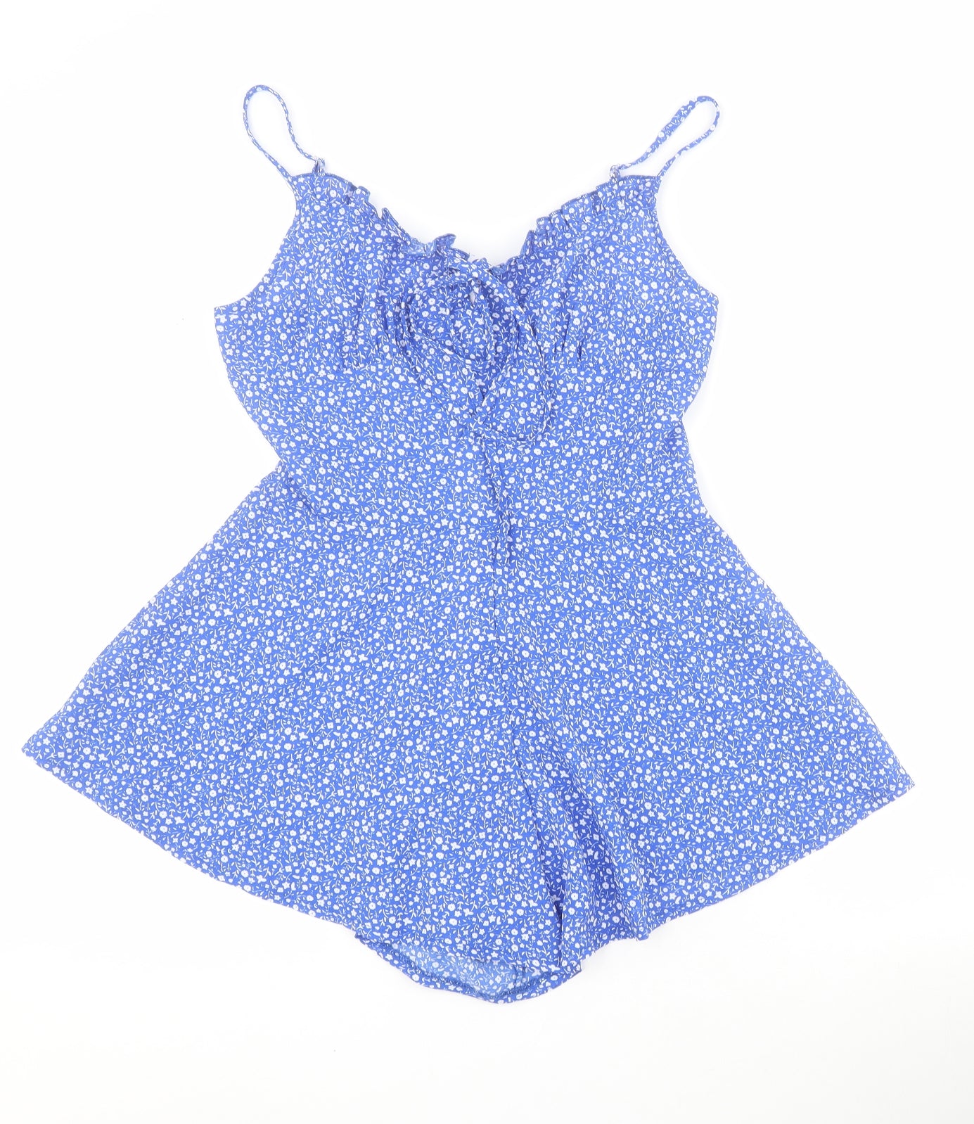 SheIn Womens Blue Floral 100% Polyester Playsuit One-Piece Size XS L4 in Zip