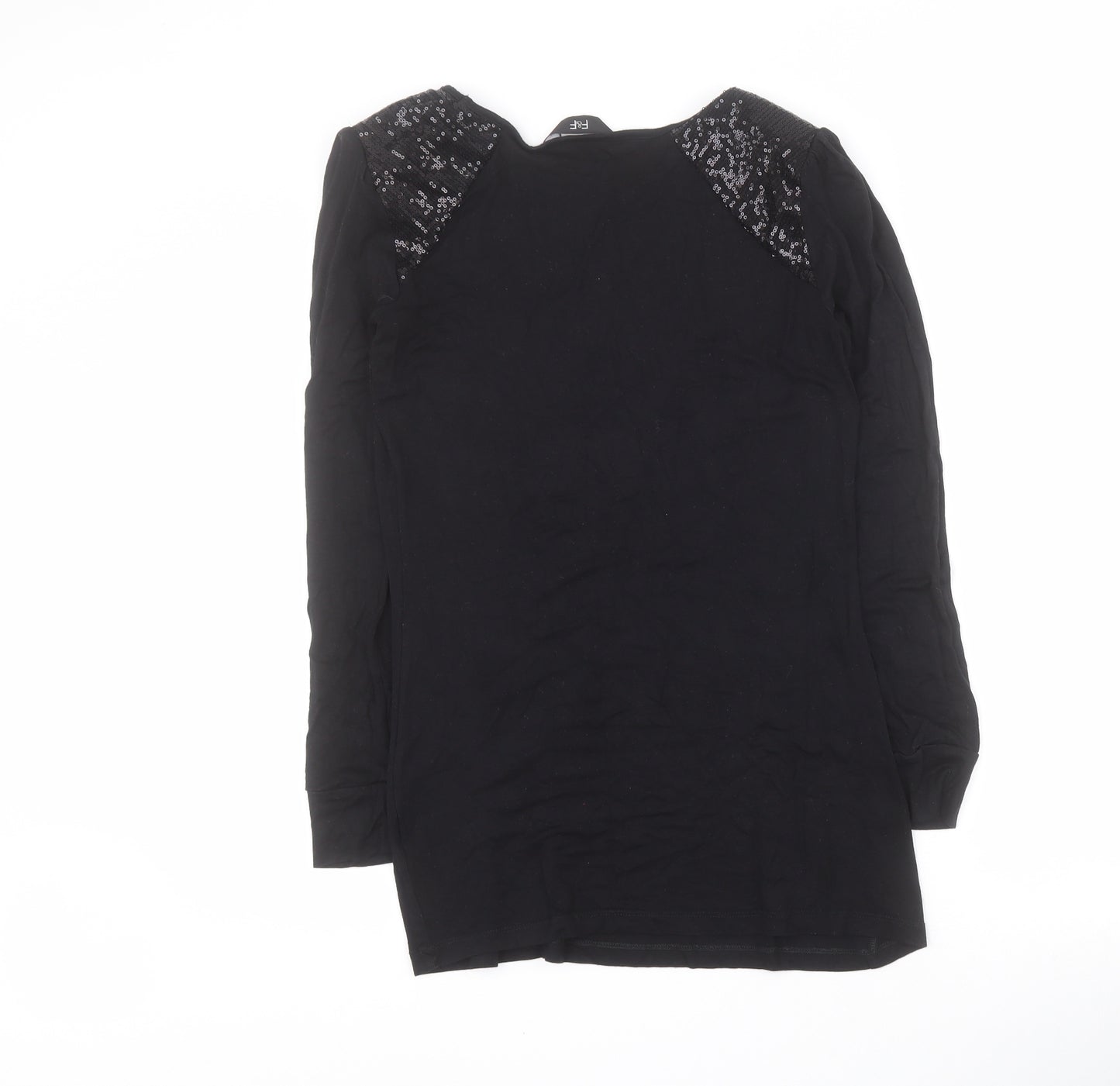 F&F Womens Black  Viscose Basic T-Shirt Size 10 Round Neck