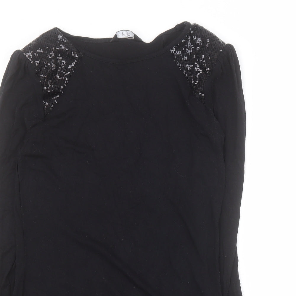 F&F Womens Black  Viscose Basic T-Shirt Size 10 Round Neck