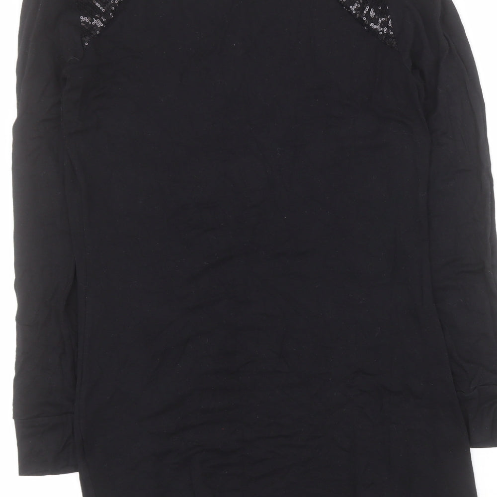 F&F Womens Black  Viscose Basic T-Shirt Size 10 Round Neck