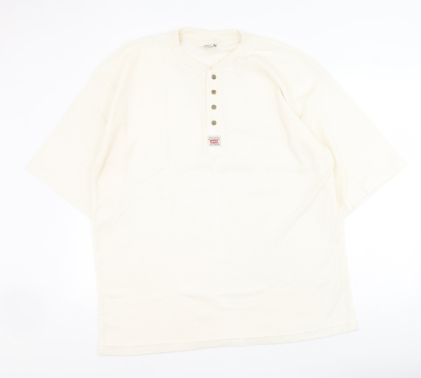 Levi's Mens Beige  Cotton  T-Shirt Size M Henley