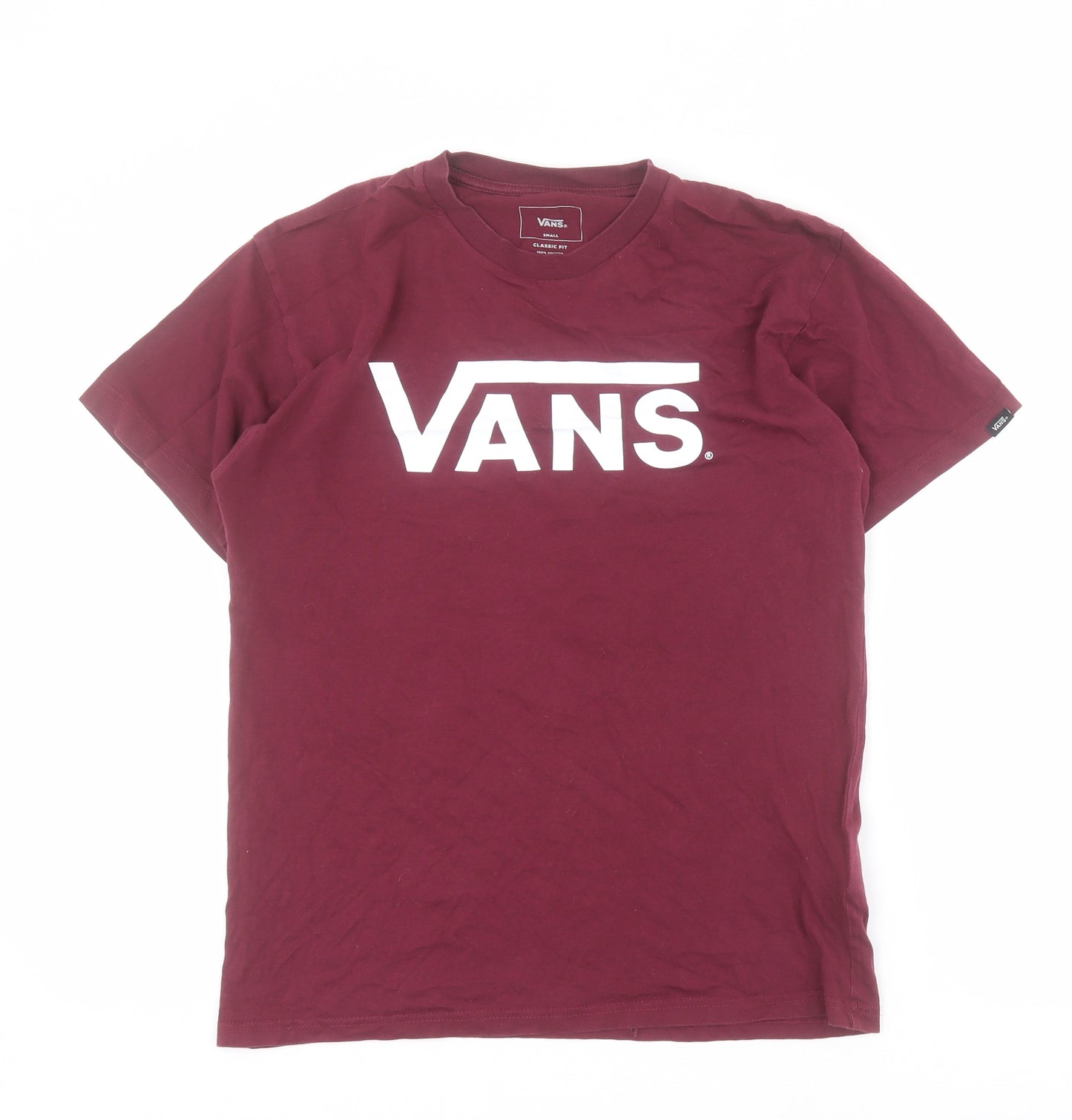 VANS Mens Red  Cotton  T-Shirt Size S Crew Neck