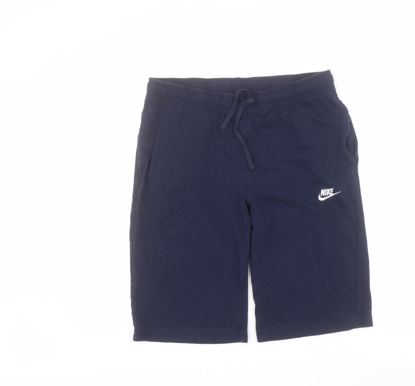 Nike Mens Blue  Cotton Sweat Shorts Size M L12 in Regular Drawstring