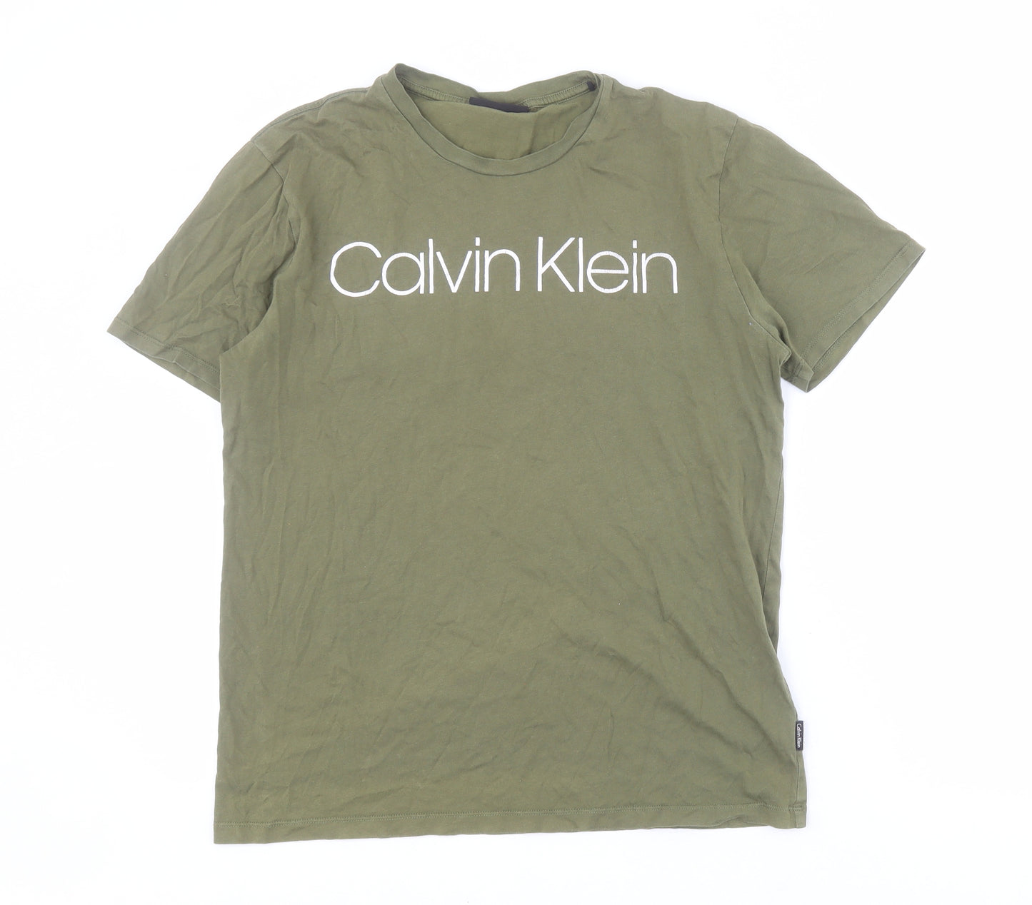 Calvin Klein Womens Green  100% Cotton Basic T-Shirt Size S Crew Neck