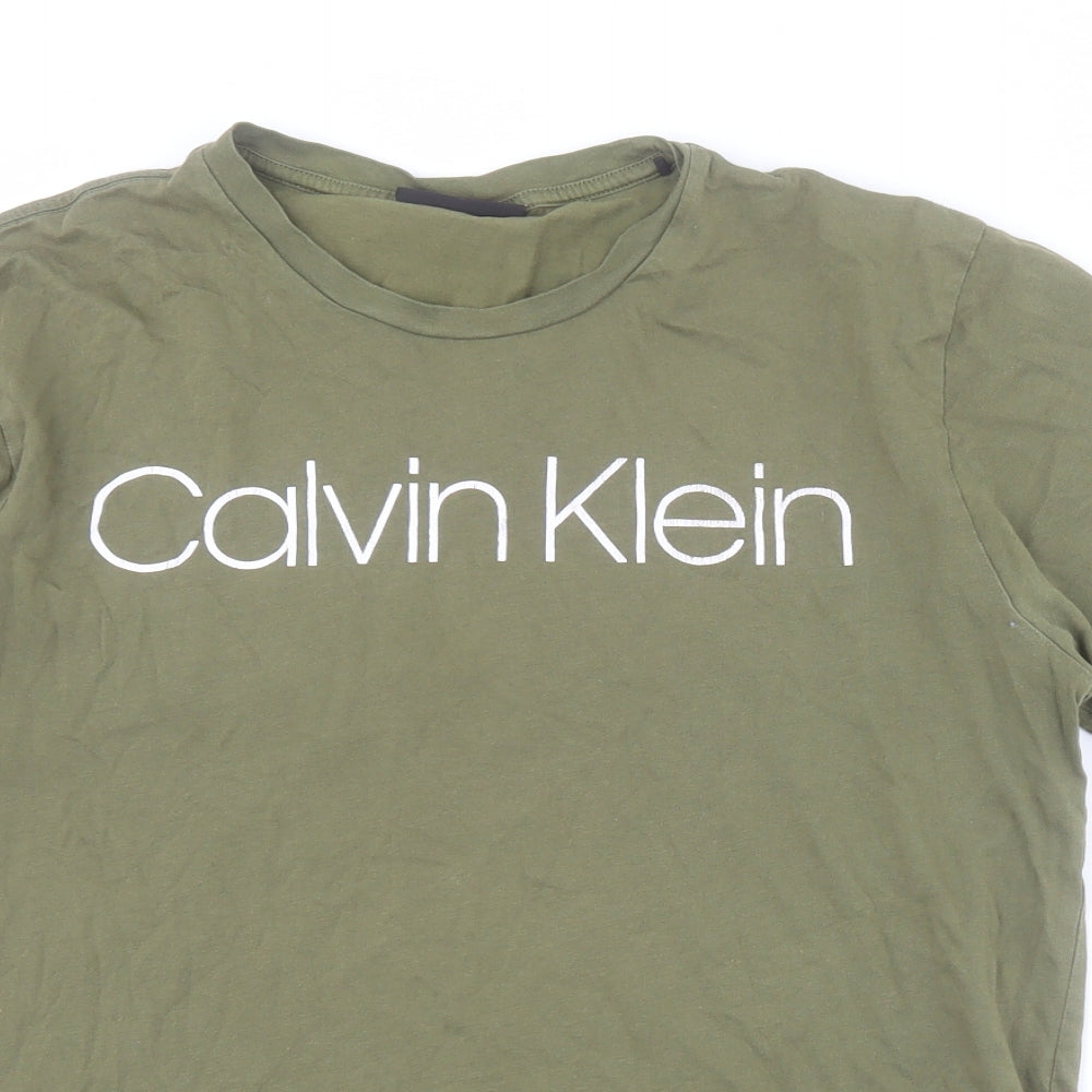 Calvin Klein Womens Green  100% Cotton Basic T-Shirt Size S Crew Neck