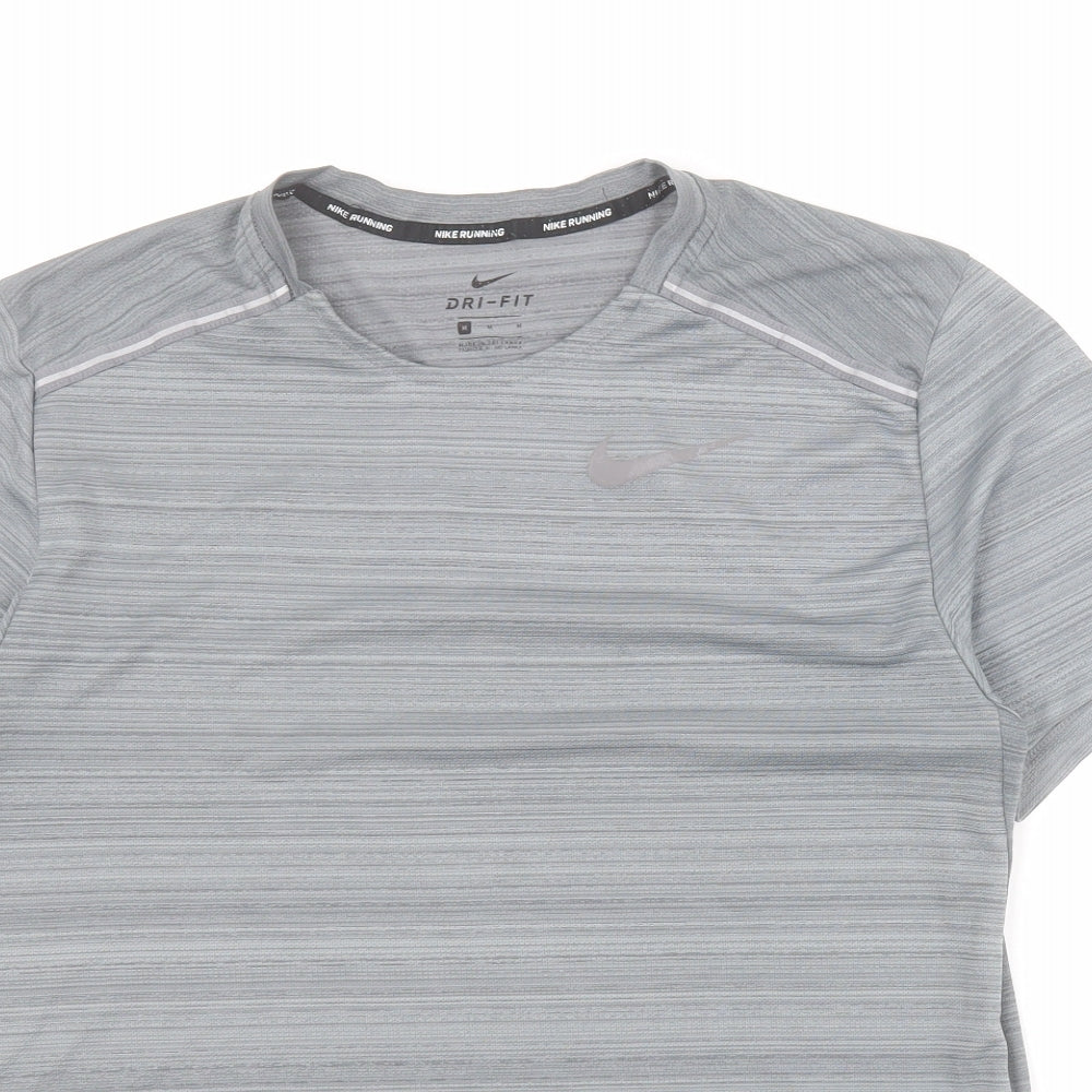 Nike Womens Grey  Polyester Basic T-Shirt Size M Round Neck