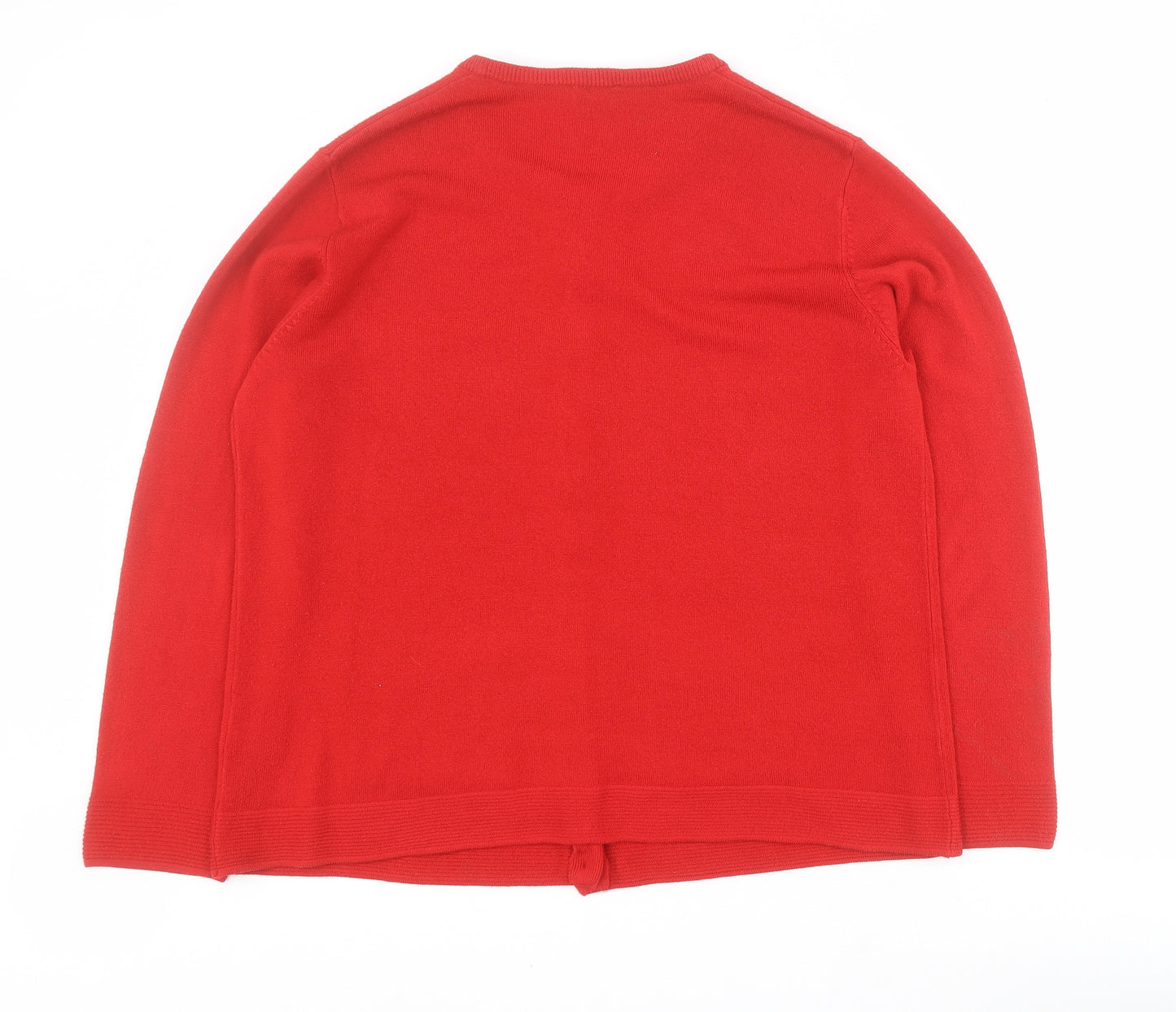 Eureco Womens Red Round Neck  Acrylic Cardigan Jumper Size 20