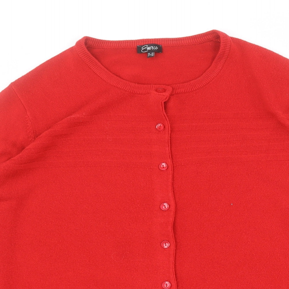 Eureco Womens Red Round Neck  Acrylic Cardigan Jumper Size 20