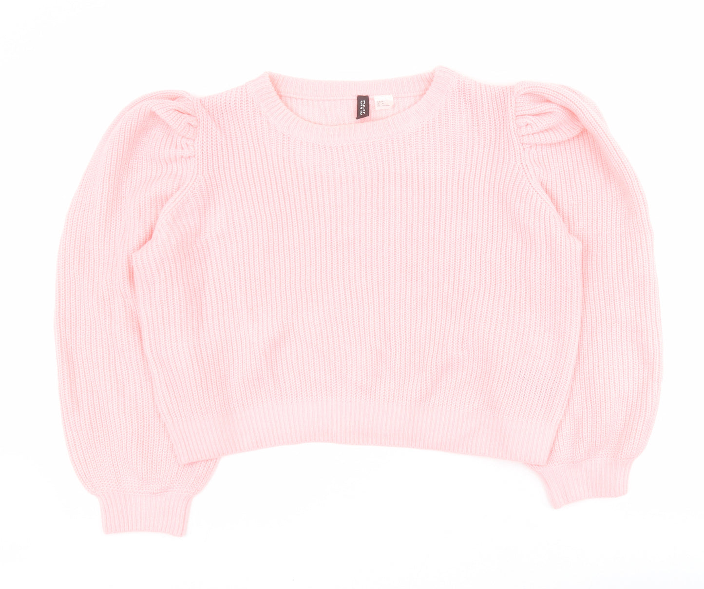 H&M Womens Pink Round Neck  Acrylic Pullover Jumper Size M