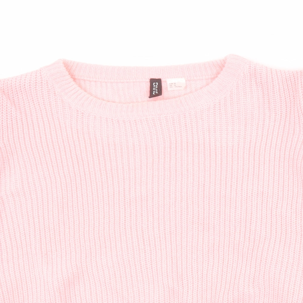 H&M Womens Pink Round Neck  Acrylic Pullover Jumper Size M