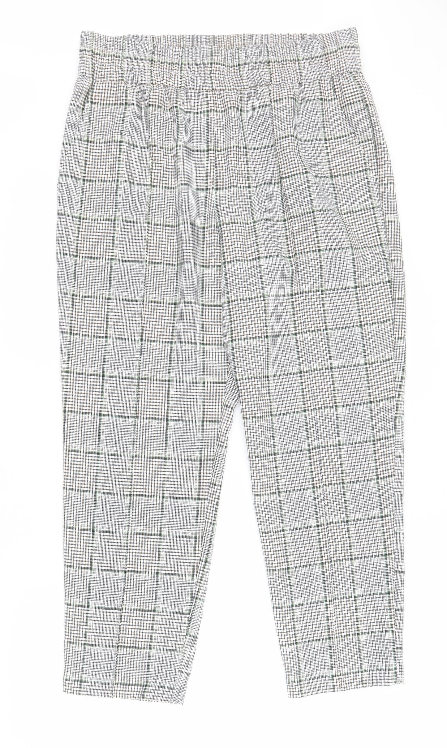 Primark Womens Black Houndstooth Polyester Carrot Trousers Size 14 L28 in Regular