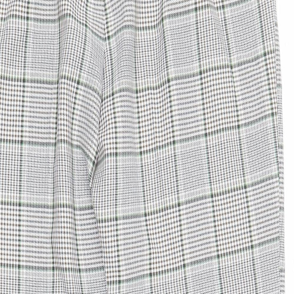 Primark Womens Black Houndstooth Polyester Carrot Trousers Size 14 L28 in Regular