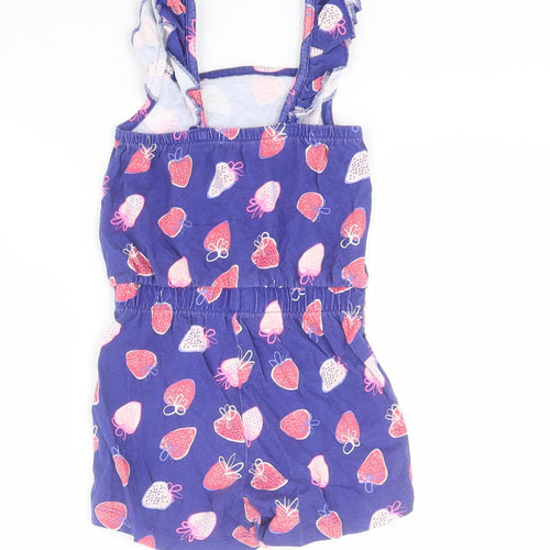 George Girls Blue  100% Cotton Playsuit One-Piece Size 2-3 Years  Pullover - Strawberry