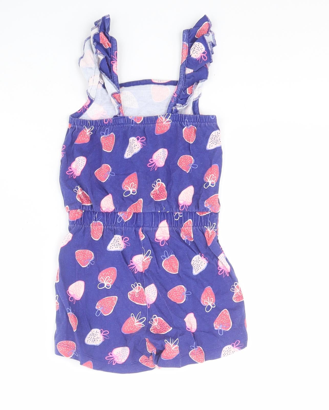 George Girls Blue  100% Cotton Playsuit One-Piece Size 2-3 Years  Pullover - Strawberry