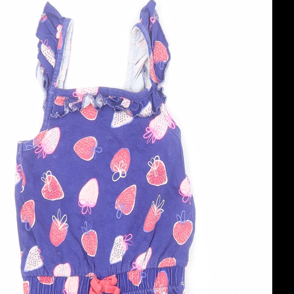 George Girls Blue  100% Cotton Playsuit One-Piece Size 2-3 Years  Pullover - Strawberry