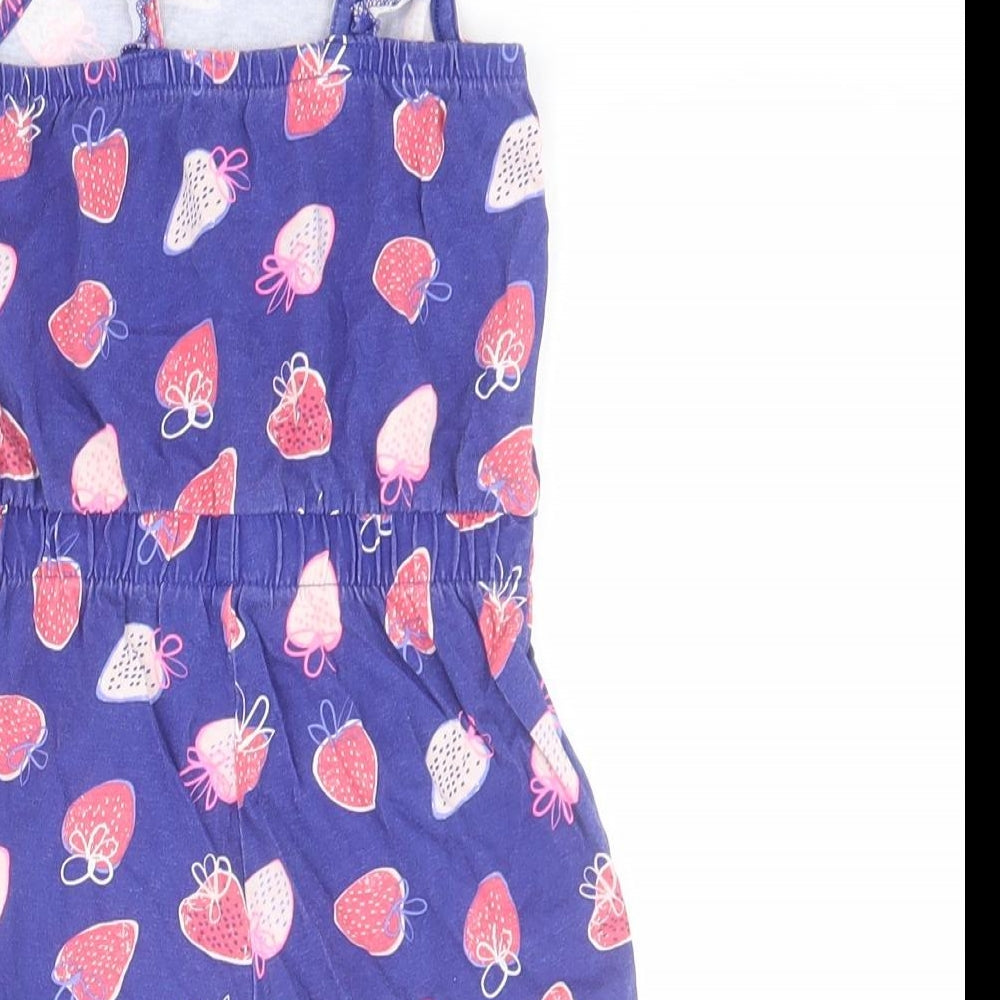 George Girls Blue  100% Cotton Playsuit One-Piece Size 2-3 Years  Pullover - Strawberry
