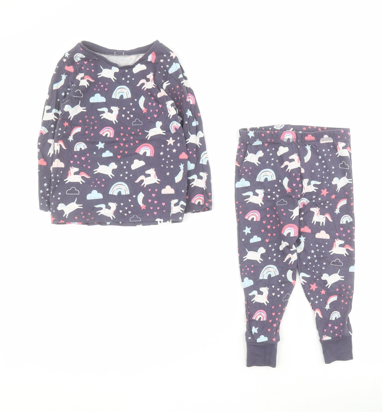 George Baby Blue Solid Cotton Babydoll Pyjama Set Size 18-24 Months  Pullover